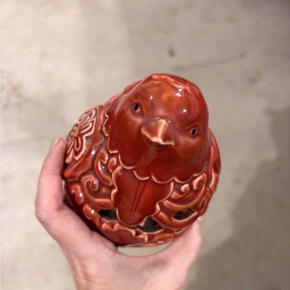 One vintage Ceramic Bird Decorative Lantern/ potpourri satchel holder - Red - Picture 2 of 6